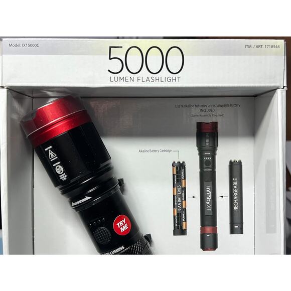 Infinity X1 5000 Lumen Flashlight Rechargeable Dual Power Twist Focus 3 Modes - Picture 3 of 4